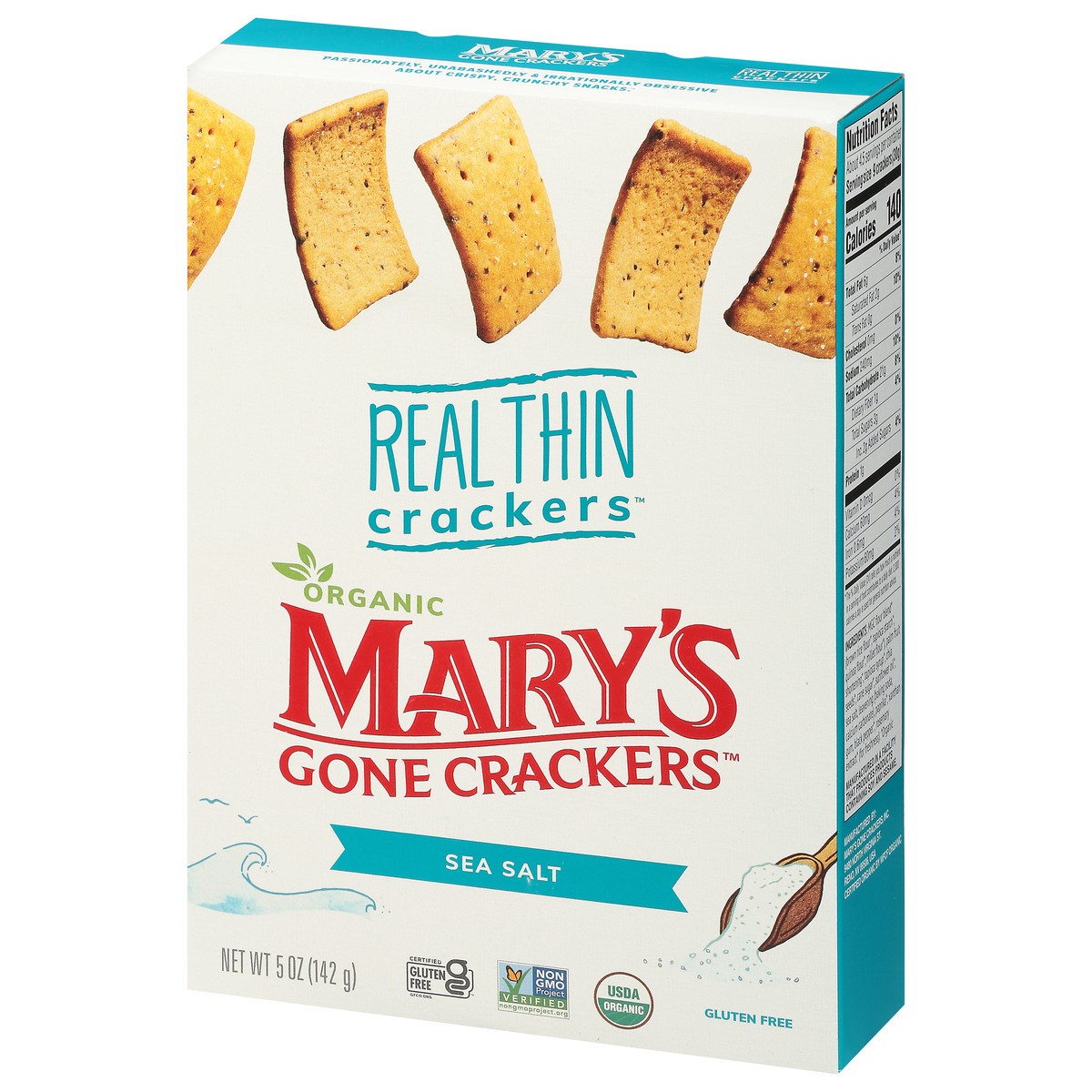 slide 3 of 9, Mary's Gone Crackers Gluten Free Real Thin Sea Salt Crackers, 5 oz