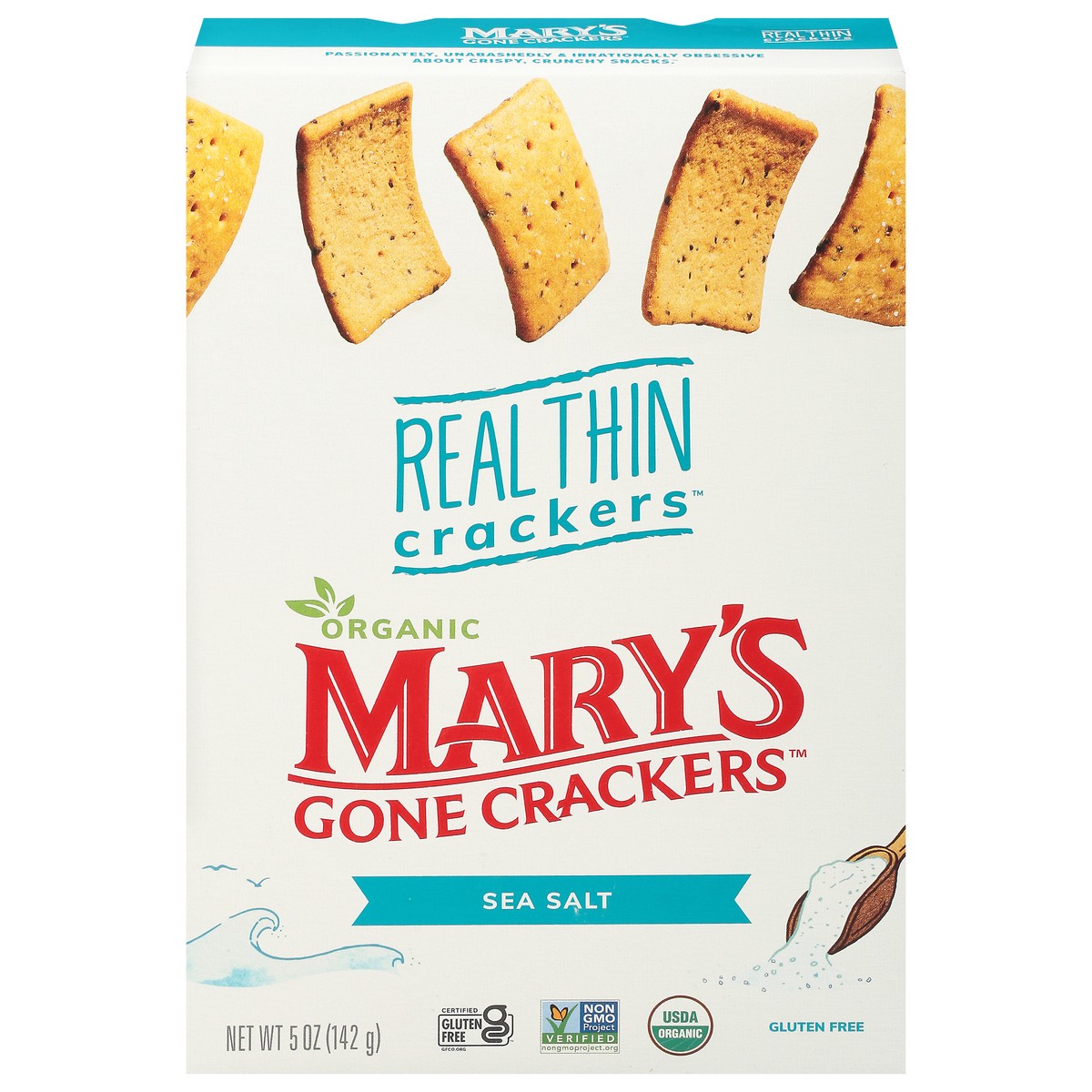 slide 1 of 9, Mary's Gone Crackers Crackers, Real Thin, Sea Salt, 5 oz