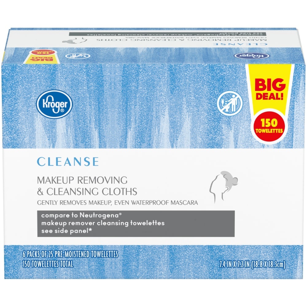 slide 1 of 1, Kroger Cleanse Makeup Removing & Cleansing Cloths, 150 ct