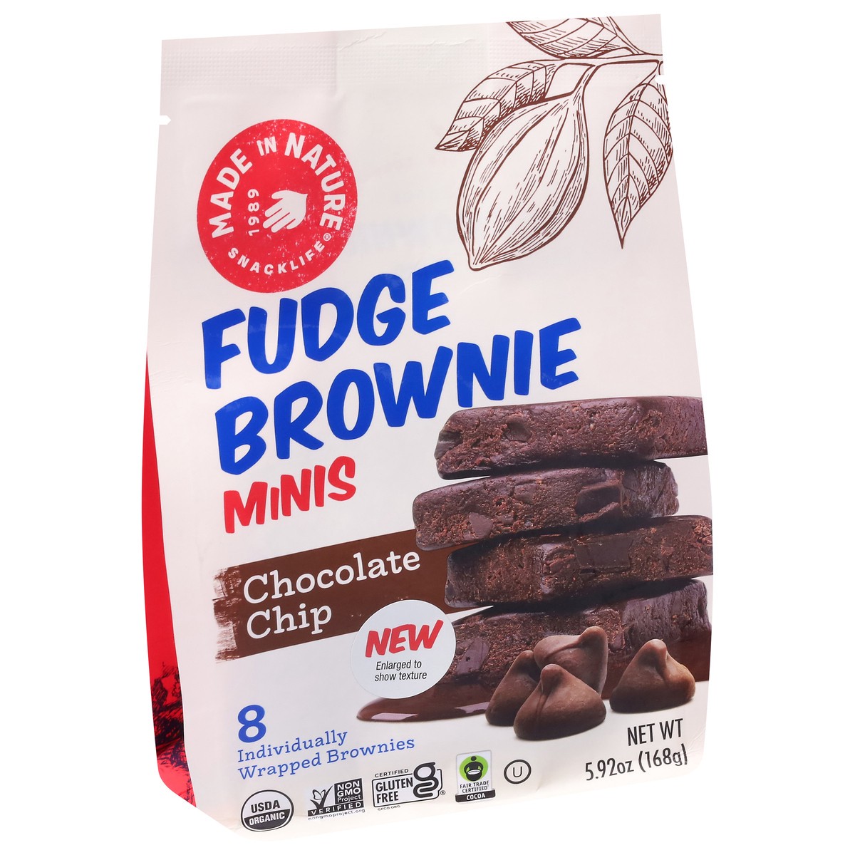 slide 4 of 9, Made in Nature Minis Chocolate Chip Fudge Brownie 8 ea, 8 ct