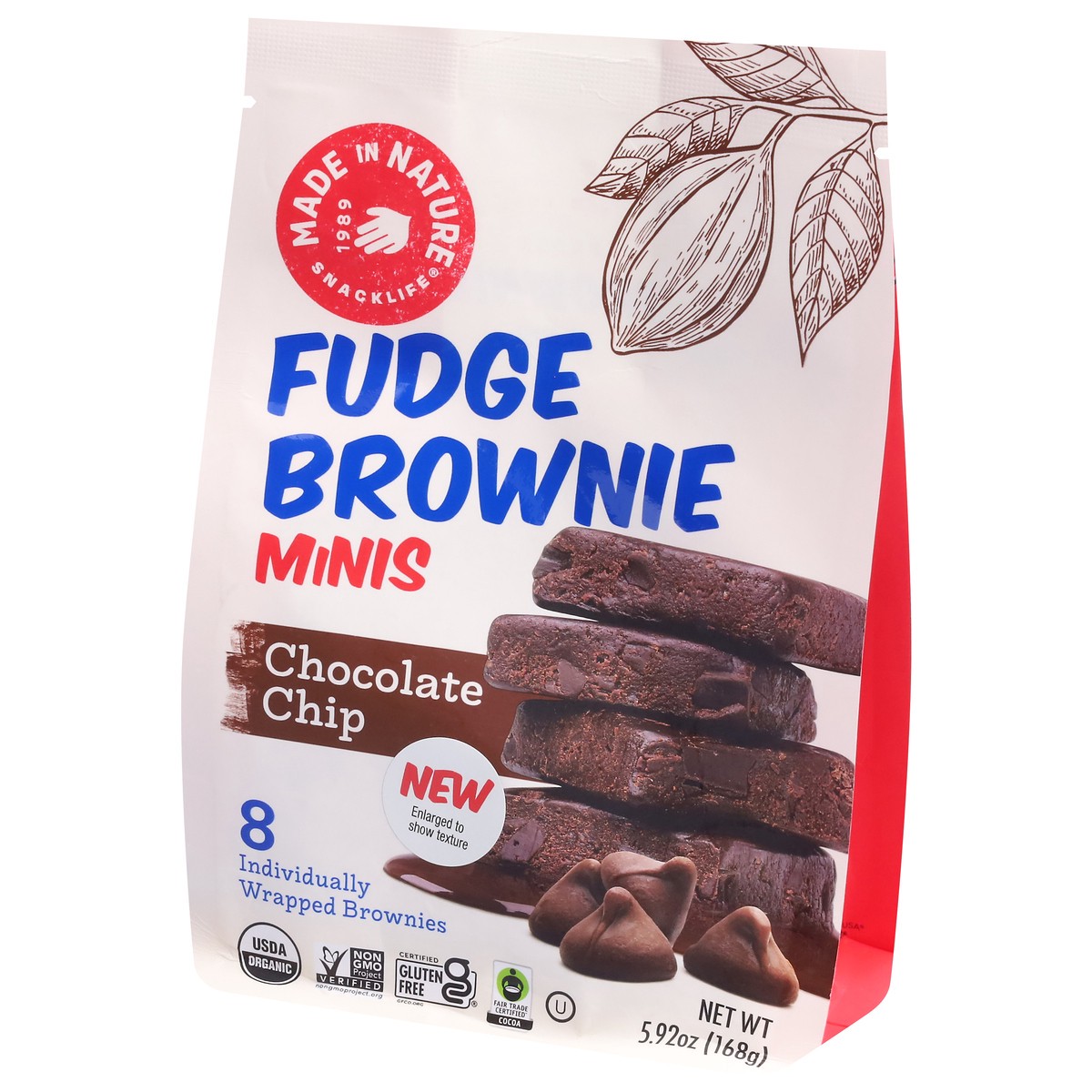 slide 8 of 9, Made in Nature Minis Chocolate Chip Fudge Brownie 8 ea, 8 ct