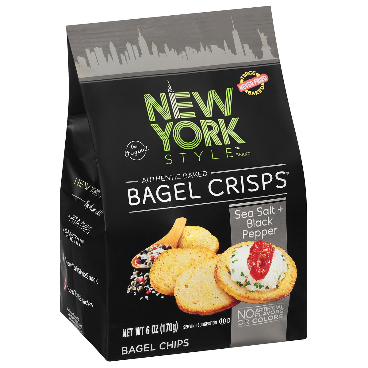 slide 2 of 9, New York Style Sea Salt + Black Pepper Bagel Chips 6 oz, 6 oz