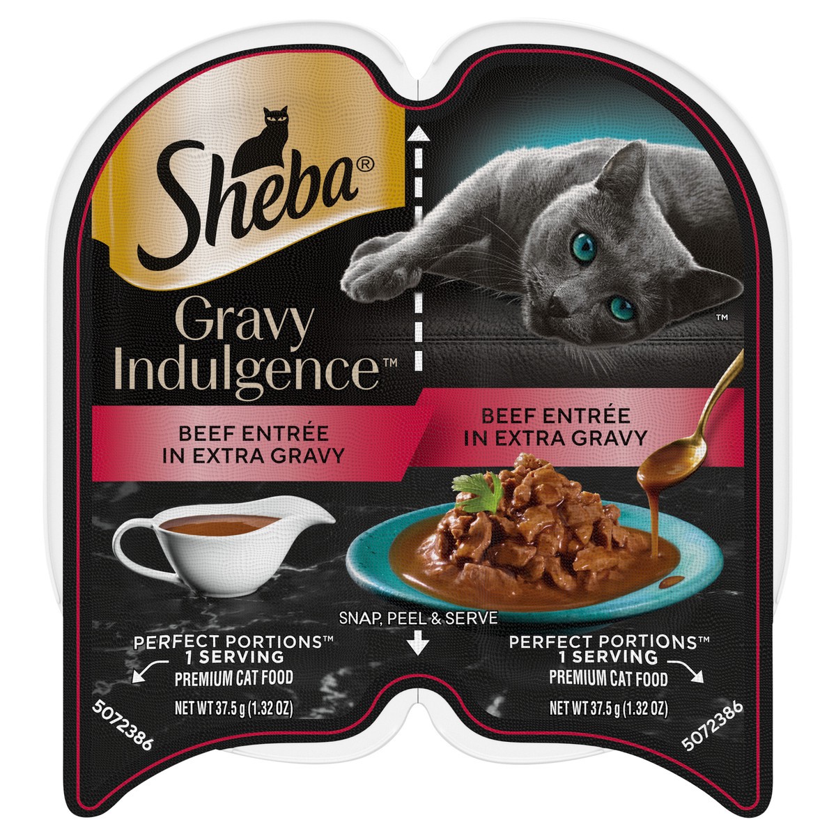 slide 1 of 15, Sheba Perfect Portions Premium Beef Entree in Extra Gravy Cat Food 2 - 1.32 oz Packs, 2 ct