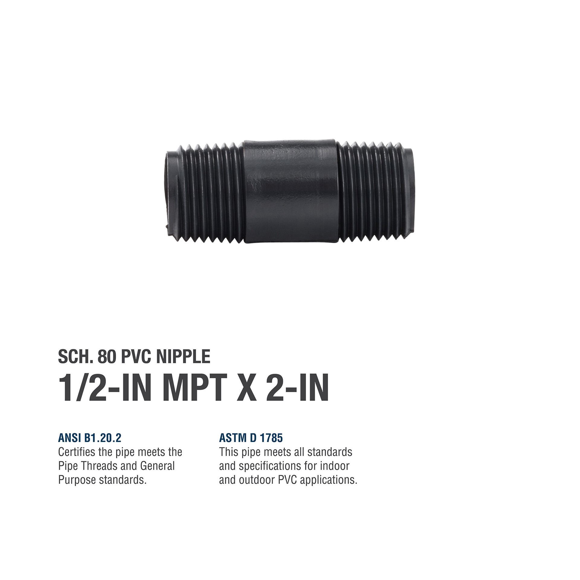 slide 2 of 5, B&K 1/2-in x 2-in Schedule 80 PVC Nipple, 1 ct