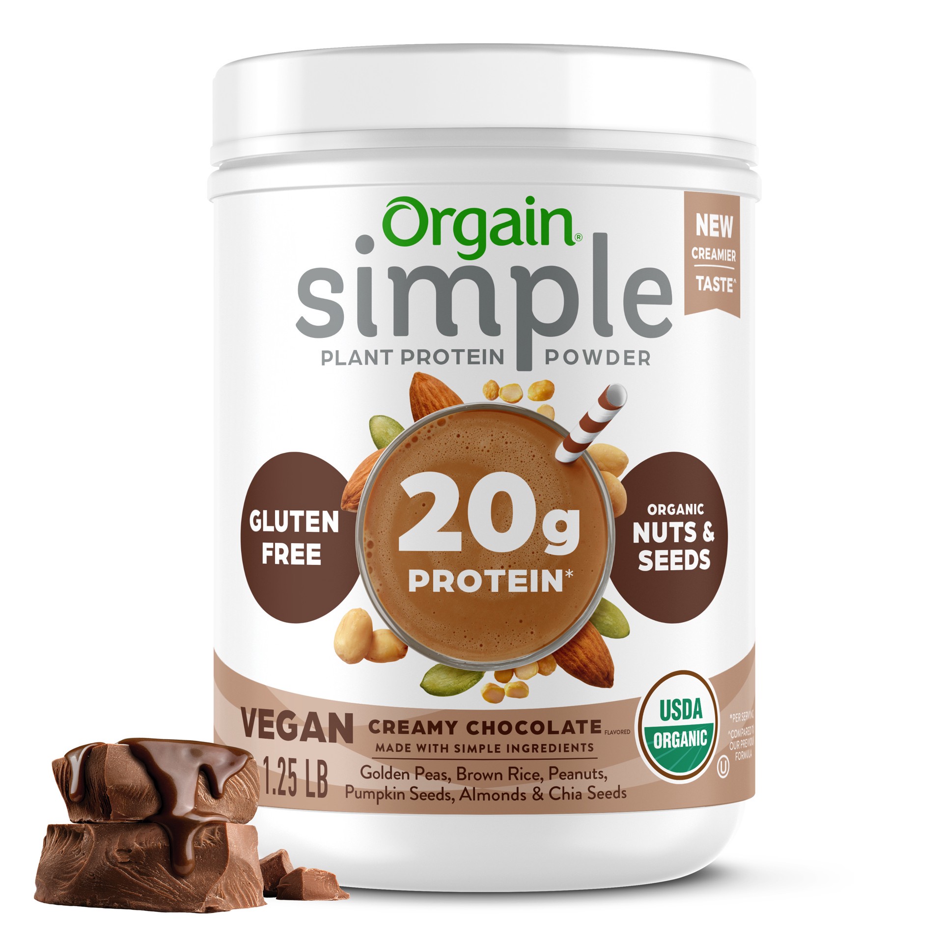 slide 1 of 13, Orgain Chocolate Simple Protein Powder, 1.25 lb