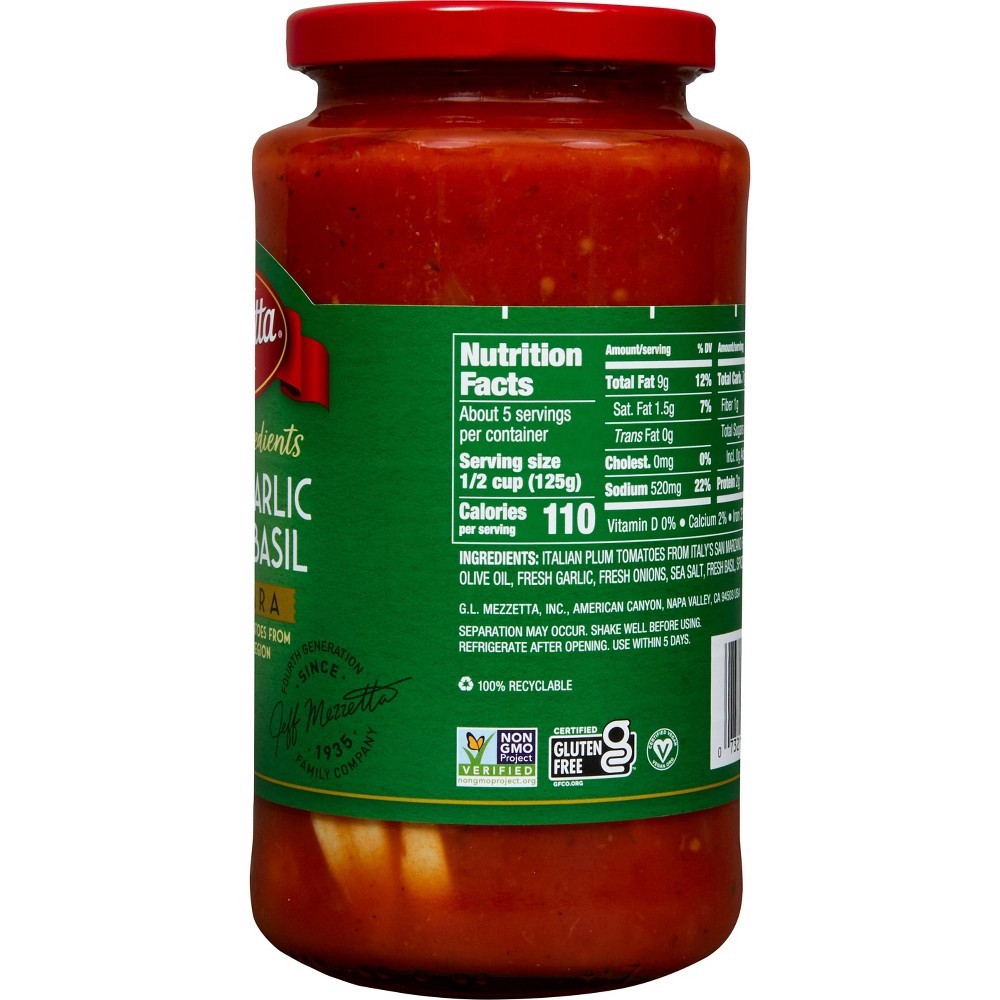 slide 4 of 7, Mezzetta Artisan Ingredients Whole Garlic & Sweet Basil Marinara, 24 oz, 24 oz