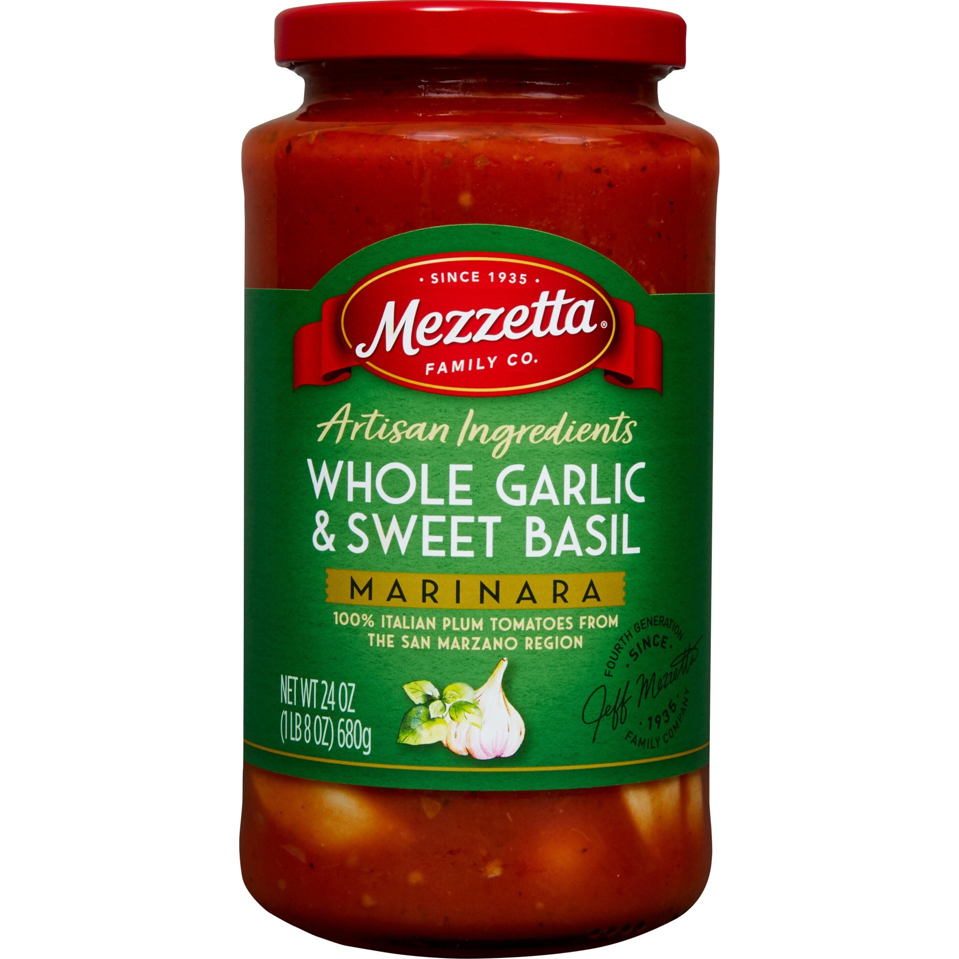 slide 1 of 7, Mezzetta Artisan Ingredients Whole Garlic & Sweet Basil Marinara, 24 oz, 24 oz