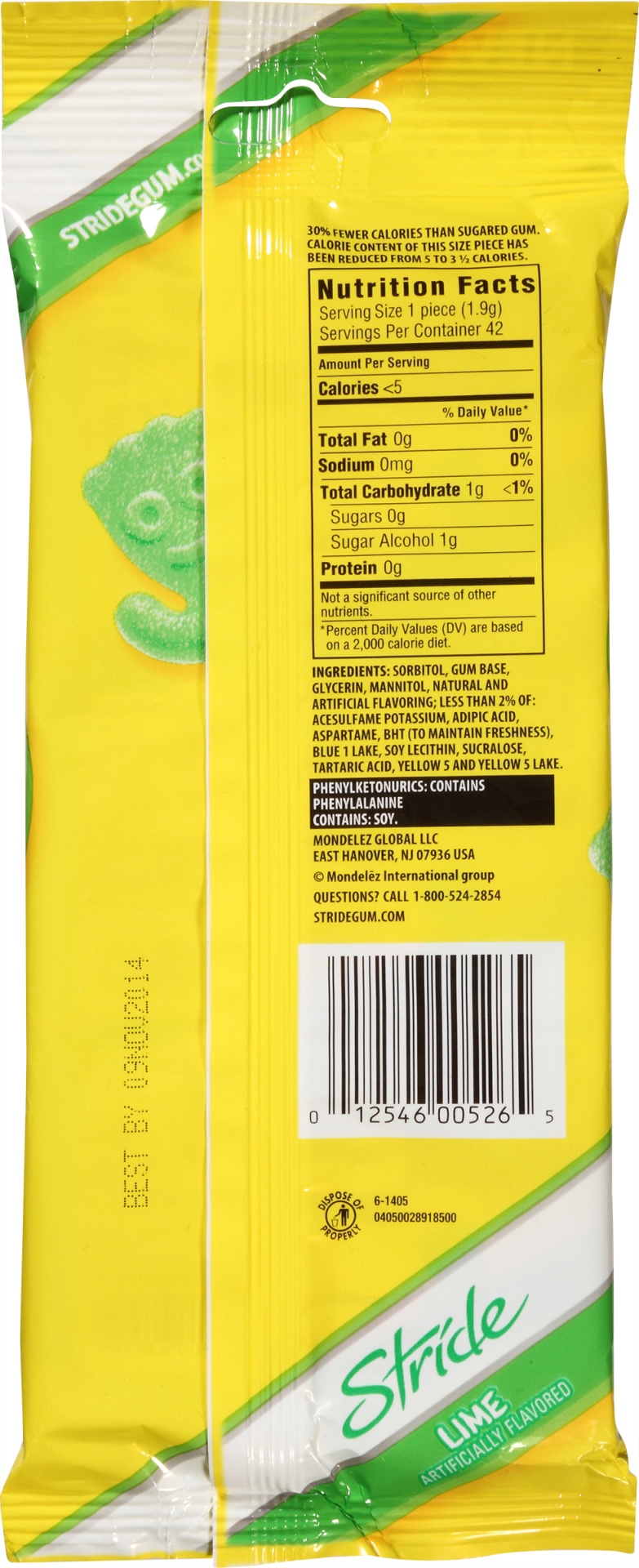 slide 4 of 6, Stride Lime Sour Patch Kids Sugar Free Gum, 3 pk; 14 ct