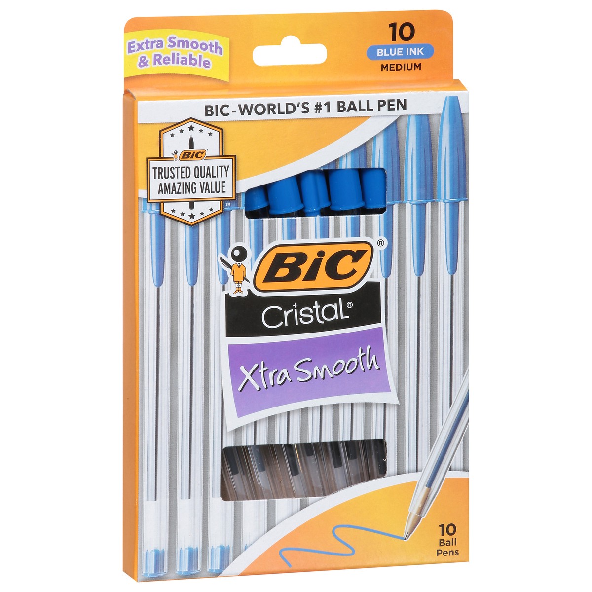 slide 4 of 12, BIC Cristal Pens M Blu, 10 ct