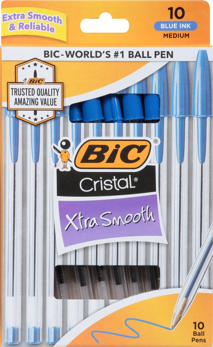 slide 7 of 12, BIC Cristal Pens M Blu, 10 ct