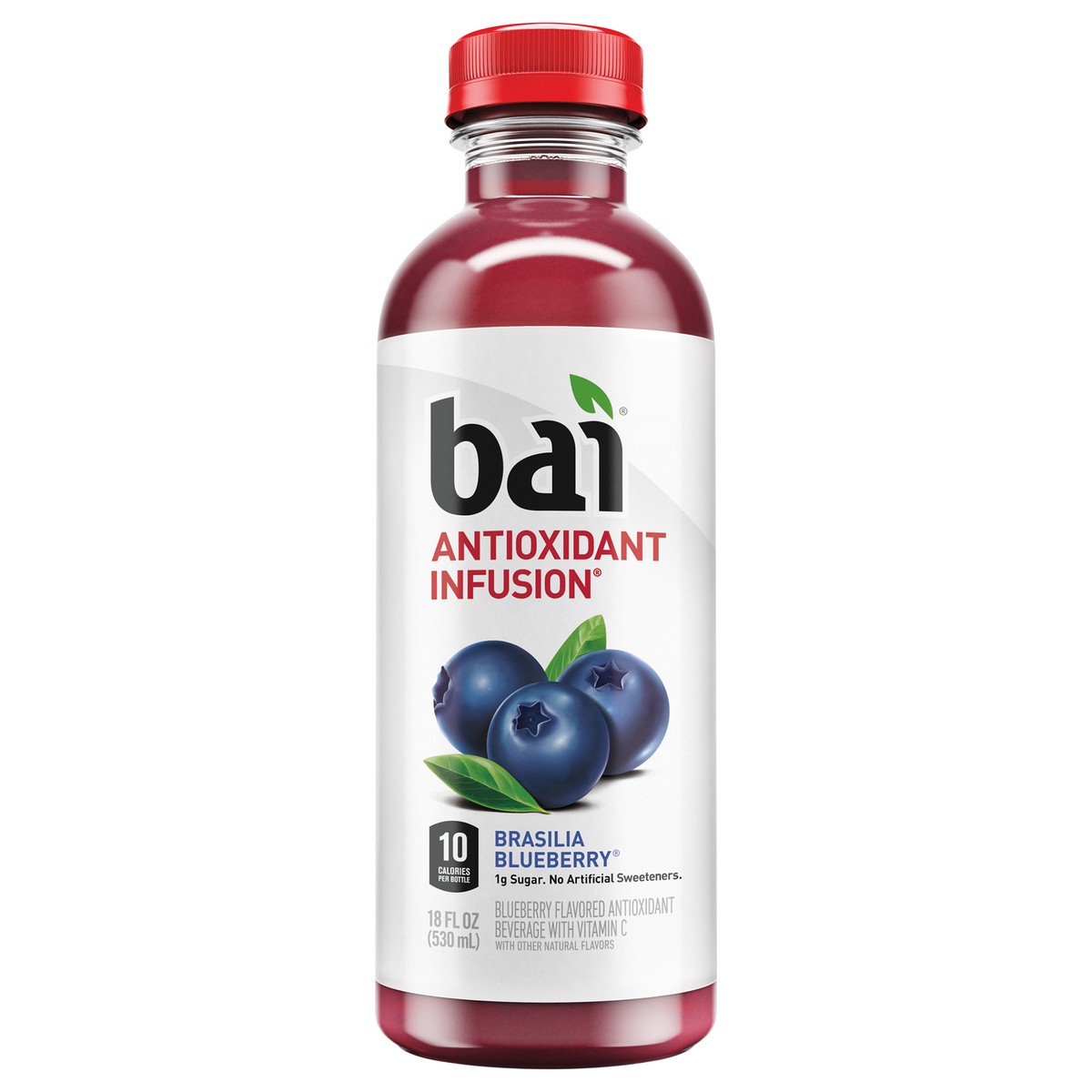slide 1 of 3, Bai Flavored Water, Brasilia Blueberry, Antioxidant Infused Drinks, 18 Fluid Ounce Bottle, 18 fl oz