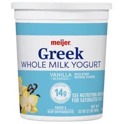 Meijer Greek Yogurt Whole Milk Vanilla 32 Oz