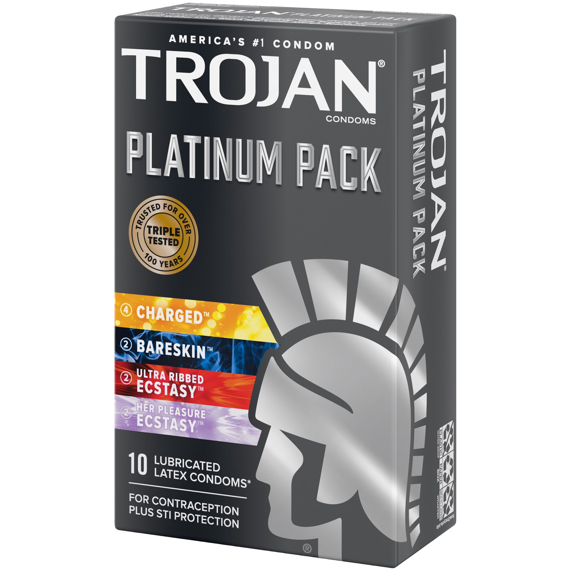 slide 4 of 5, Trojan Platinum Variety Pack Lubricated Condoms - 10 Count, 10 ct