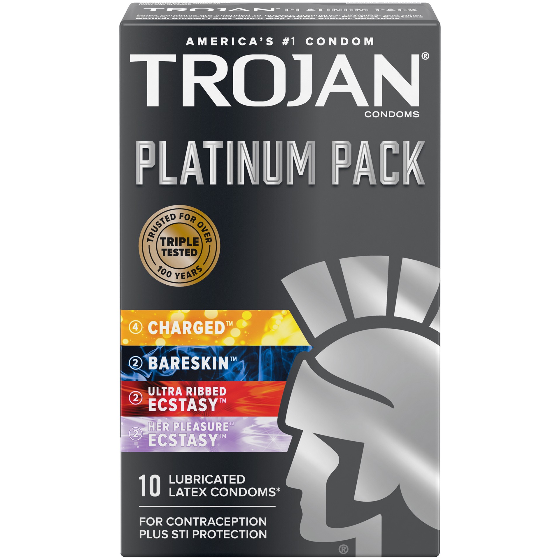 slide 1 of 5, Trojan Platinum Variety Pack Lubricated Condoms - 10 Count, 10 ct