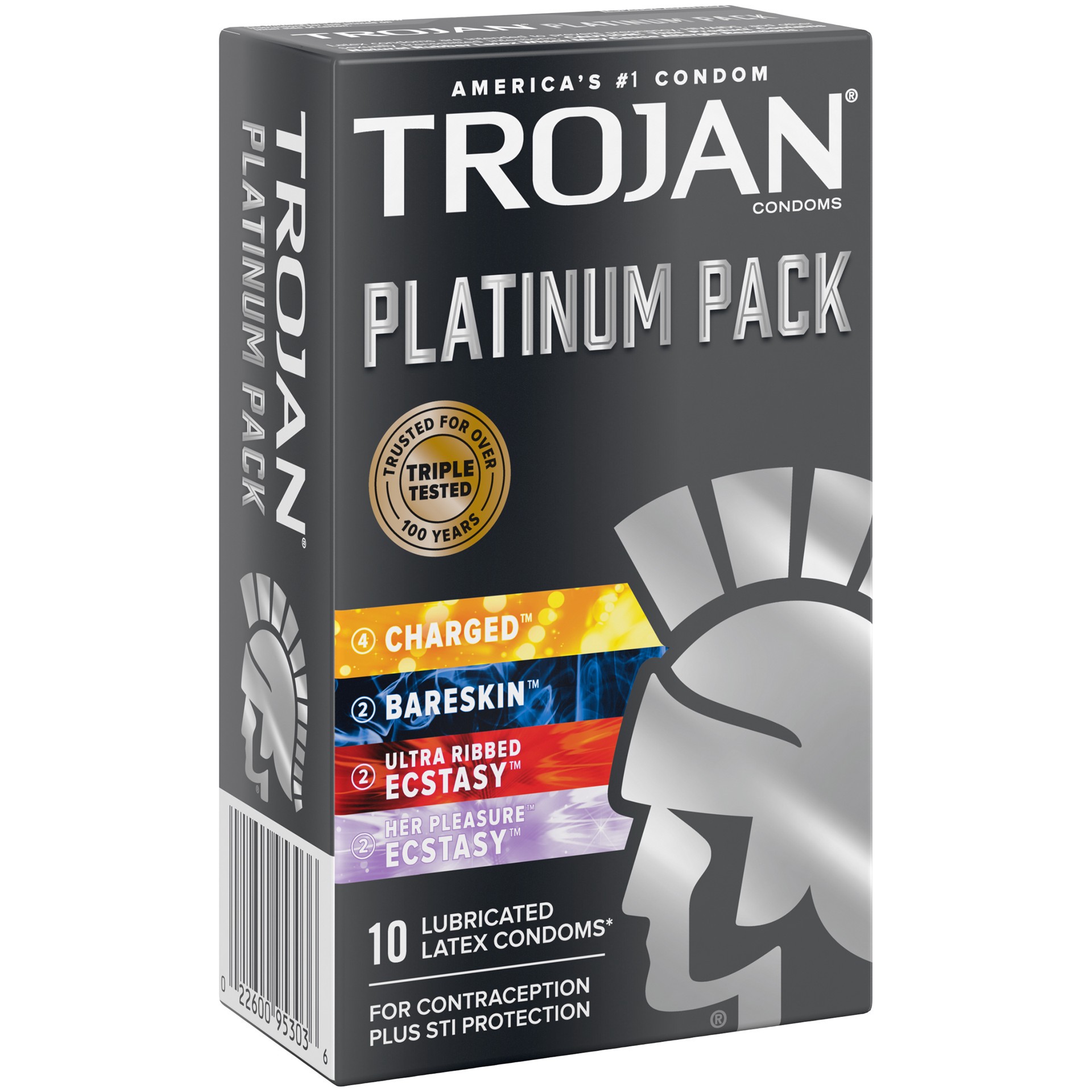 slide 5 of 5, Trojan Platinum Variety Pack Lubricated Condoms - 10 Count, 10 ct