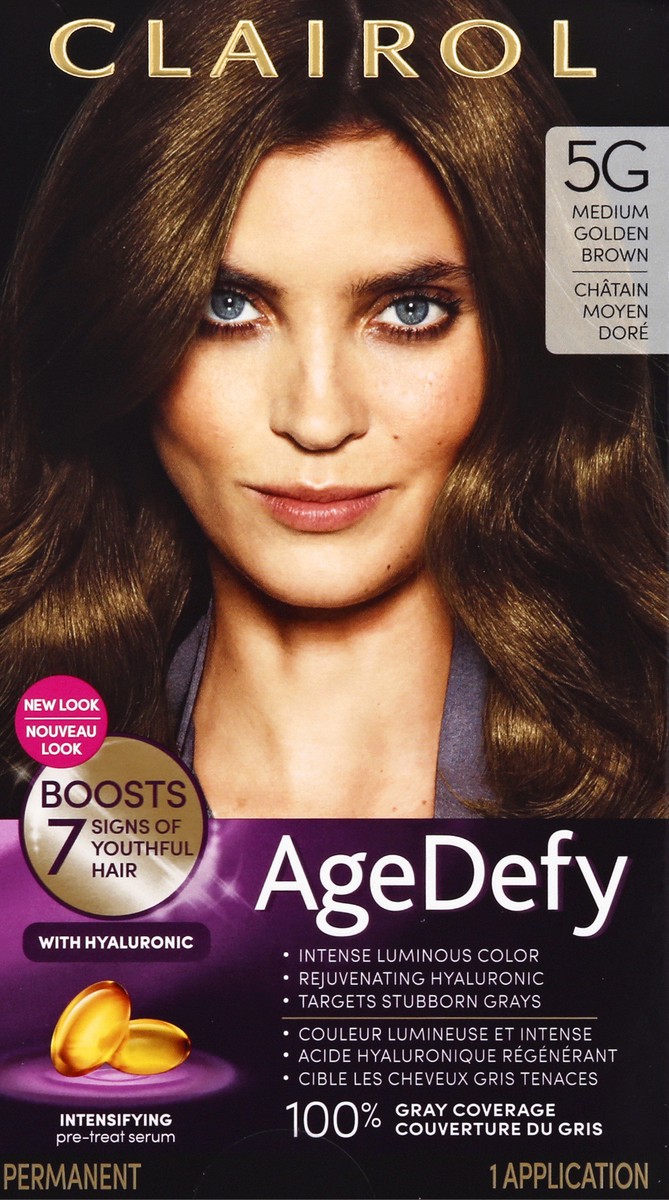 slide 6 of 9, Clairol Age Defy Medium Golden Brown 5G Permanent Hair Color 1 ea, 1 ct