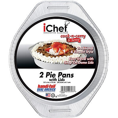 slide 1 of 1, Handi-foil iChef Cook-n-Carry & Serve Pie Pans with Lids, 2 ct