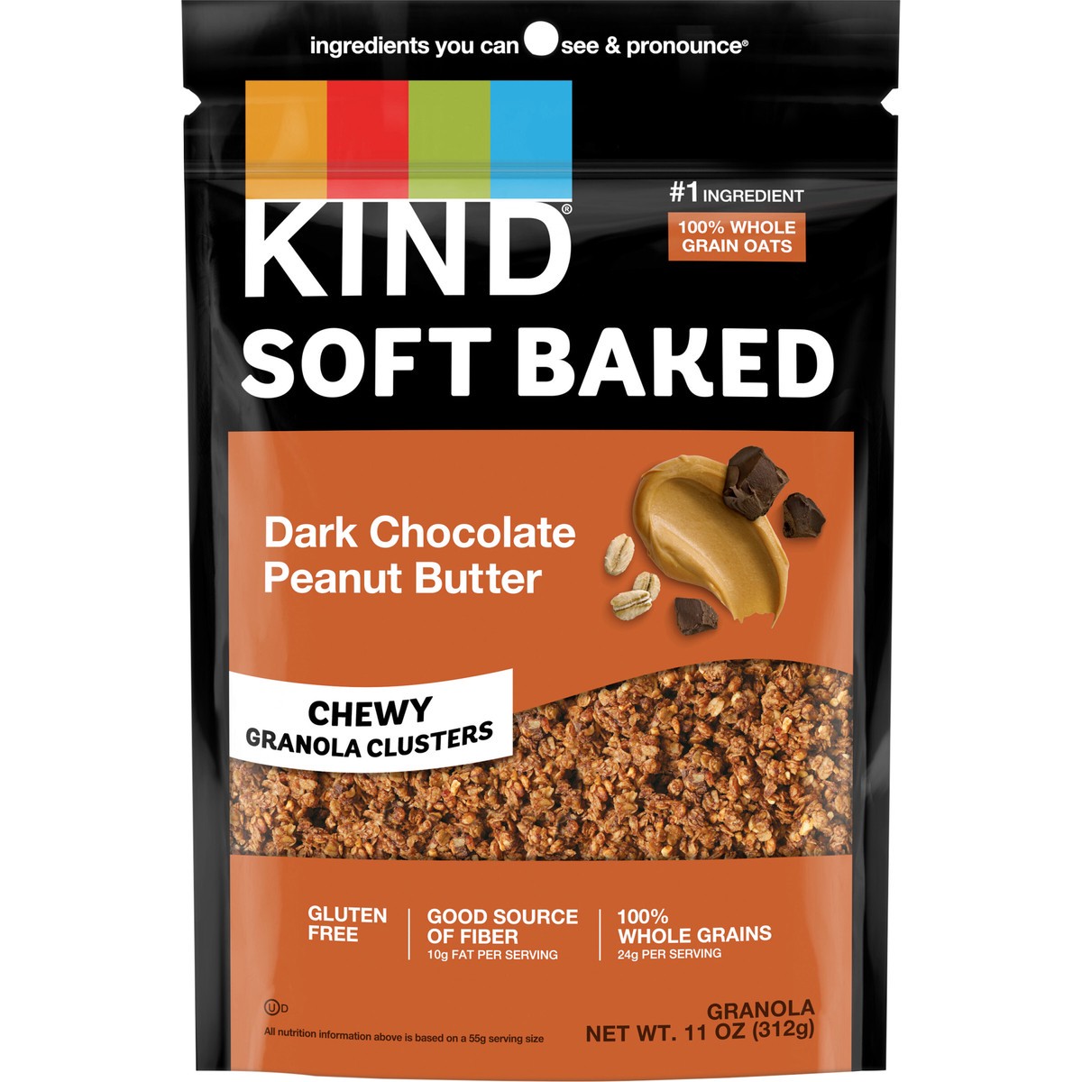 slide 4 of 13, KIND Soft Baked Granola, Dark Chocolate Peanut Butter, 11 oz bag, 11 oz