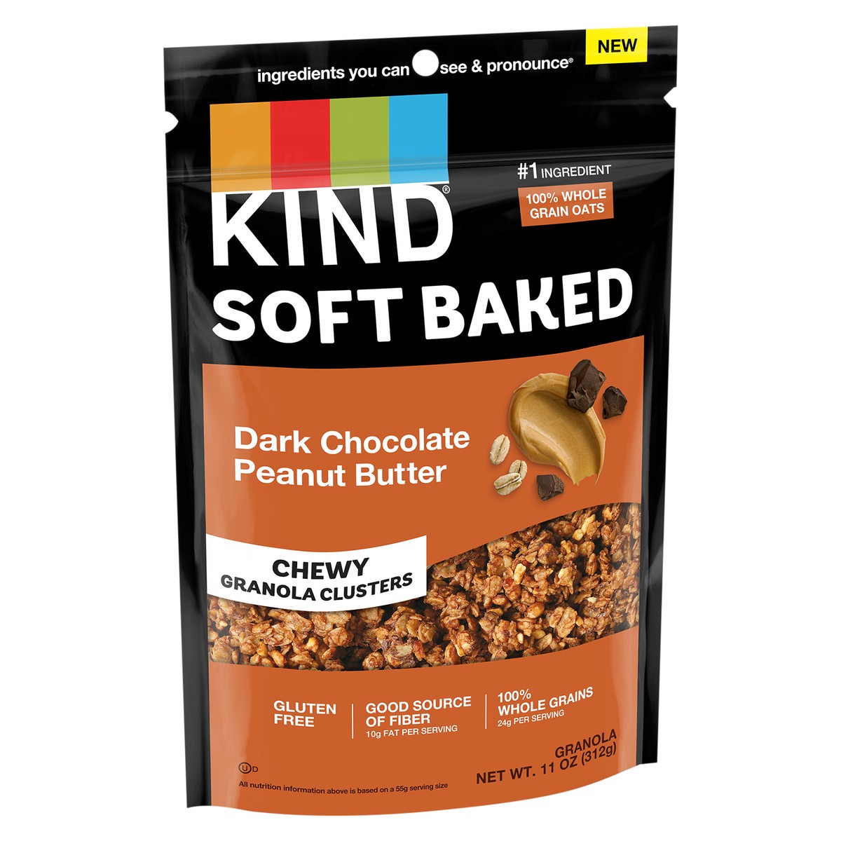 slide 9 of 13, KIND Soft Baked Granola, Dark Chocolate Peanut Butter, 11 oz bag, 11 oz