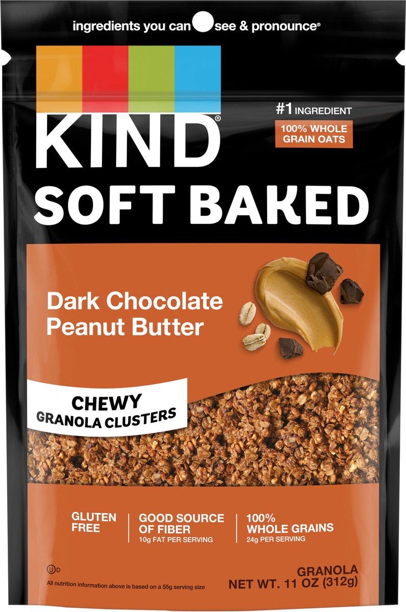 slide 7 of 13, KIND Soft Baked Granola, Dark Chocolate Peanut Butter, 11 oz bag, 11 oz