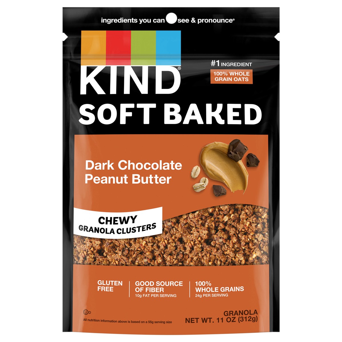 slide 1 of 13, KIND Soft Baked Granola, Dark Chocolate Peanut Butter, 11 oz bag, 11 oz
