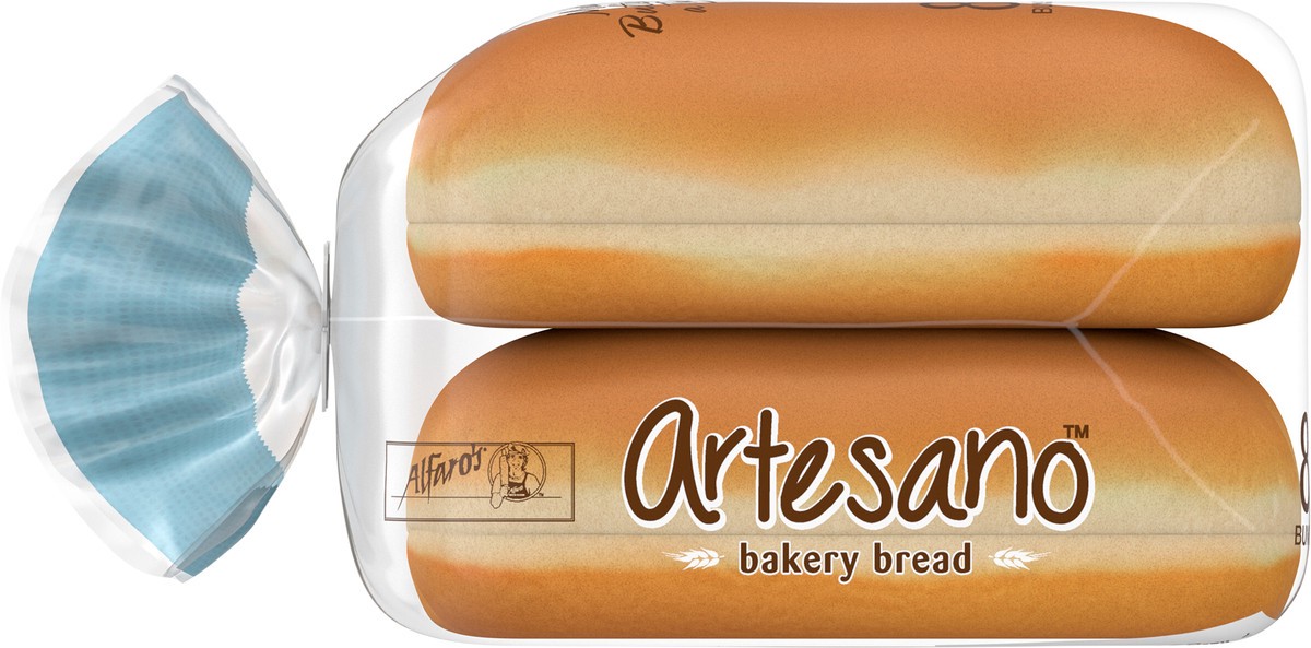 slide 2 of 10, Artesano Alfaro's Artesano Brioche Hot Dog Buns, 8 ct