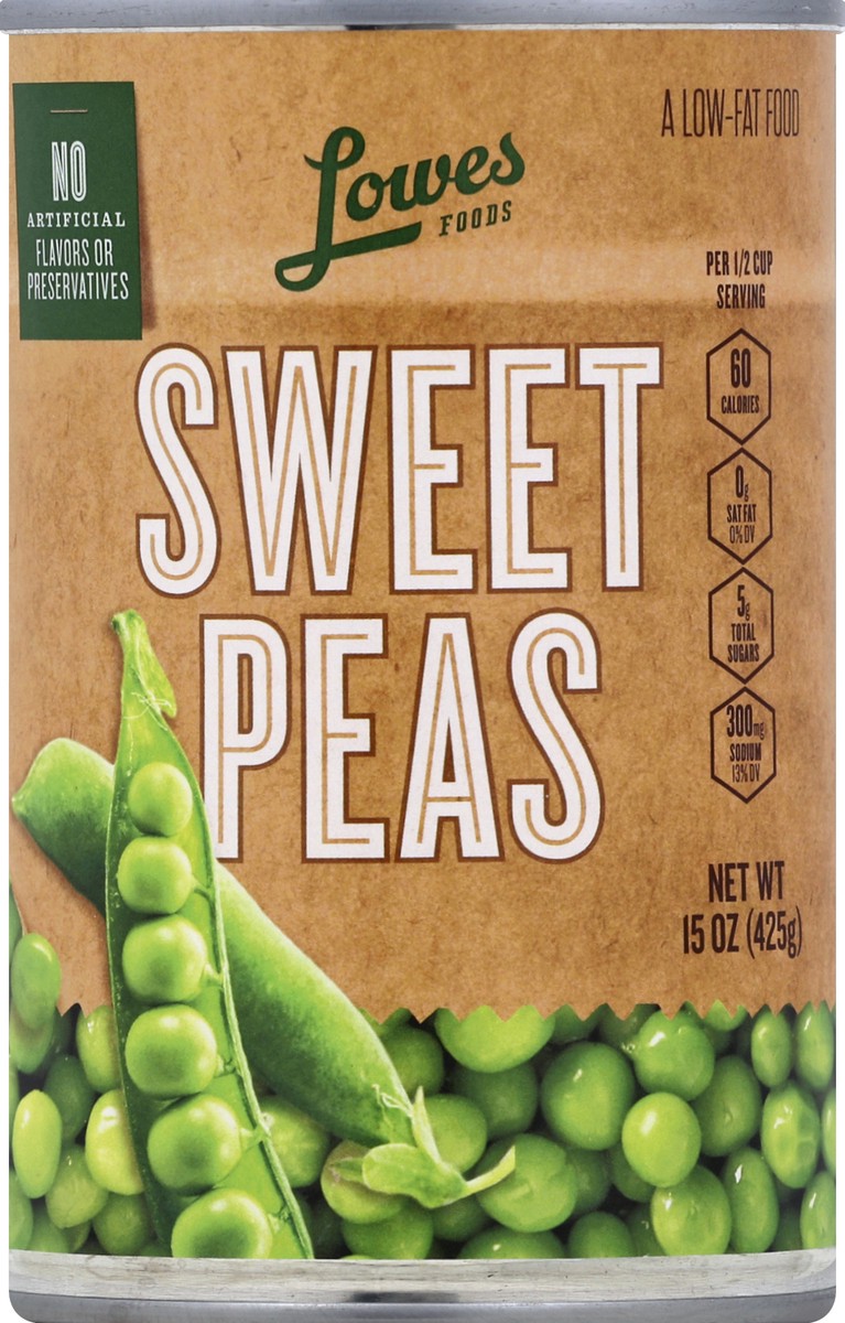 slide 2 of 2, Lowes Foods Sweet Peas, 15 oz