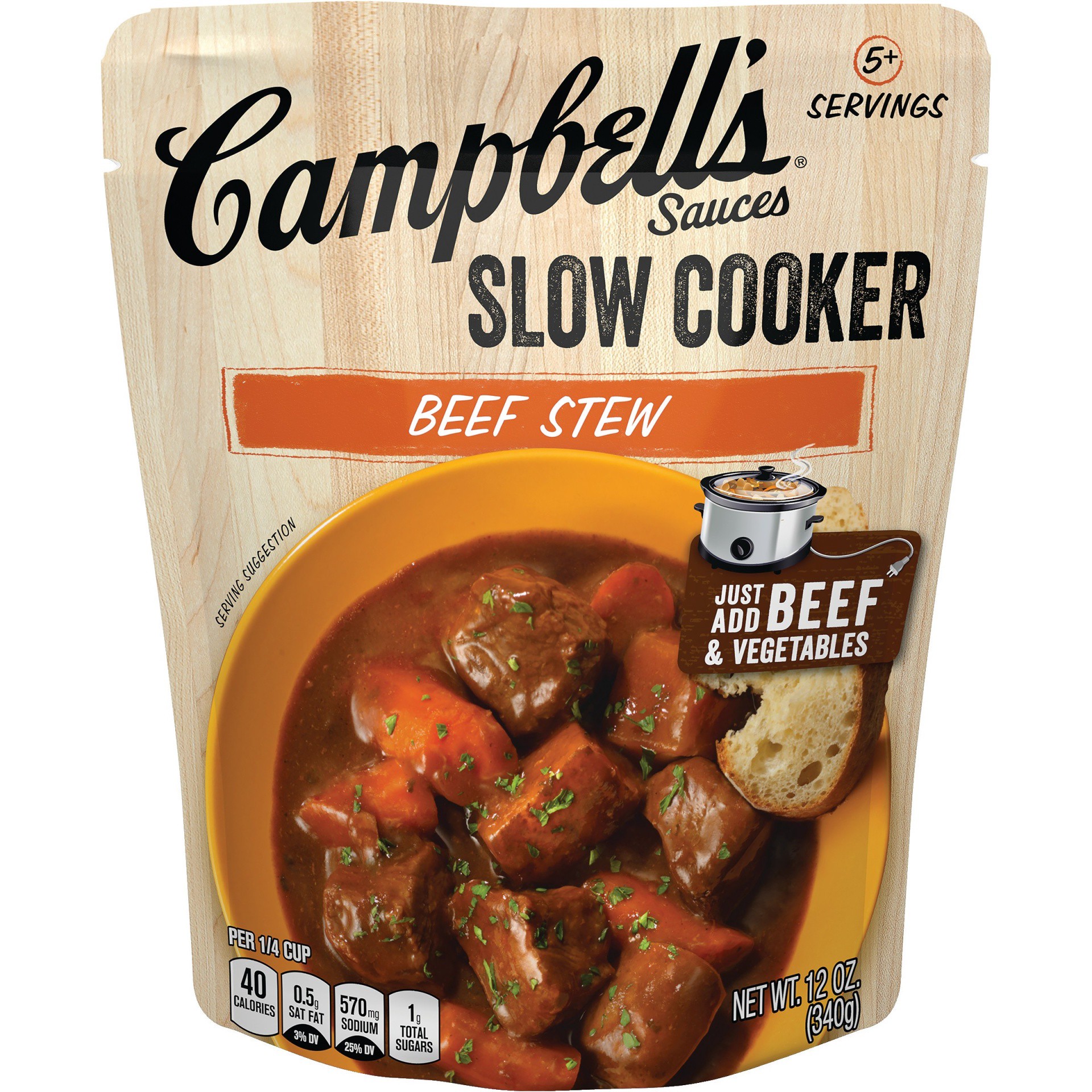 slide 1 of 5, Campbell's Slow Cooker Sauces Beef Stew, 12 oz