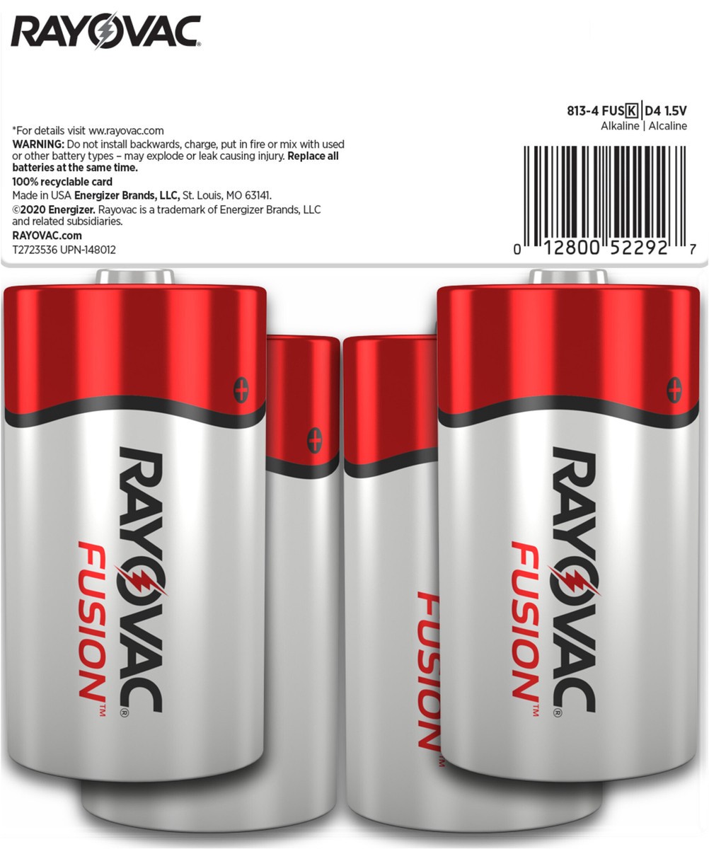 slide 2 of 6, Rayovac Fusion D4 Batteries 4 ea, 4 ct