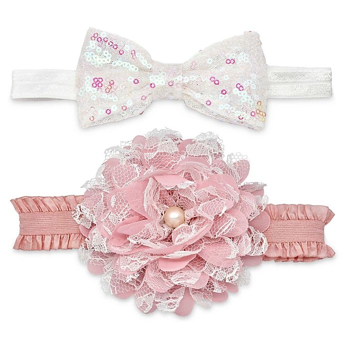 slide 1 of 1, Khristie Flower and Sequin Bow Headbands, 2 ct