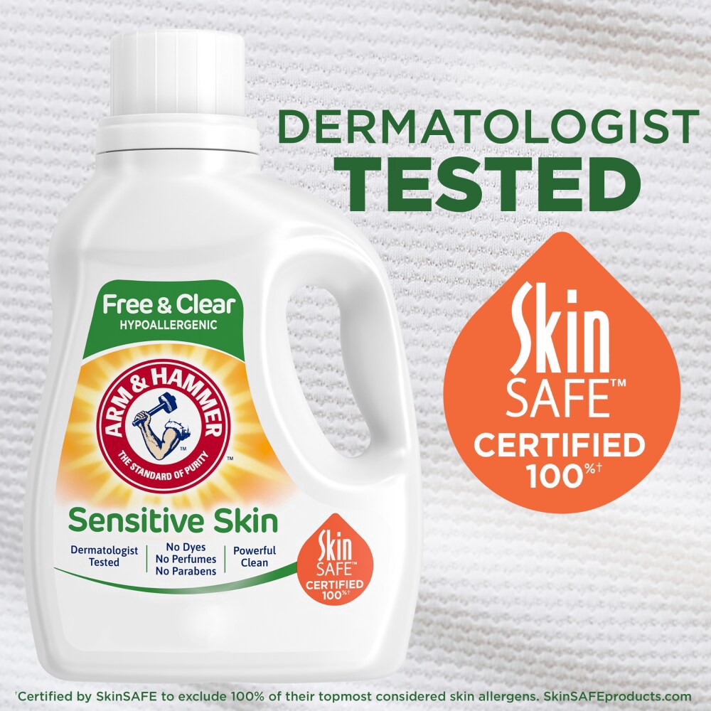 slide 5 of 6, ARM & HAMMER Sensitive Skin Free Clear, 170 Loads Liquid Laundry Detergent, 170 Fl oz, 170 fl oz