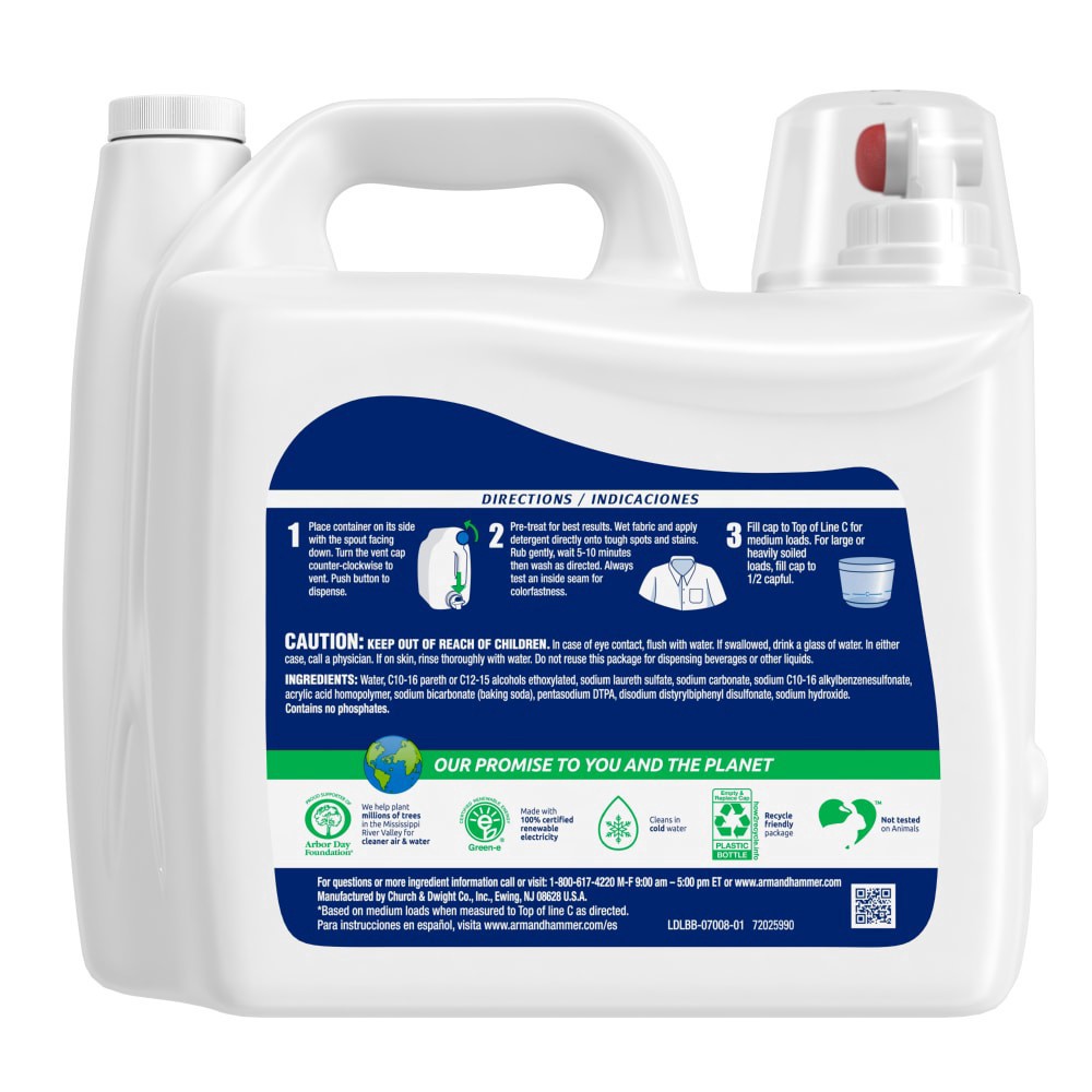 slide 3 of 6, ARM & HAMMER Sensitive Skin Free Clear, 170 Loads Liquid Laundry Detergent, 170 Fl oz, 170 fl oz