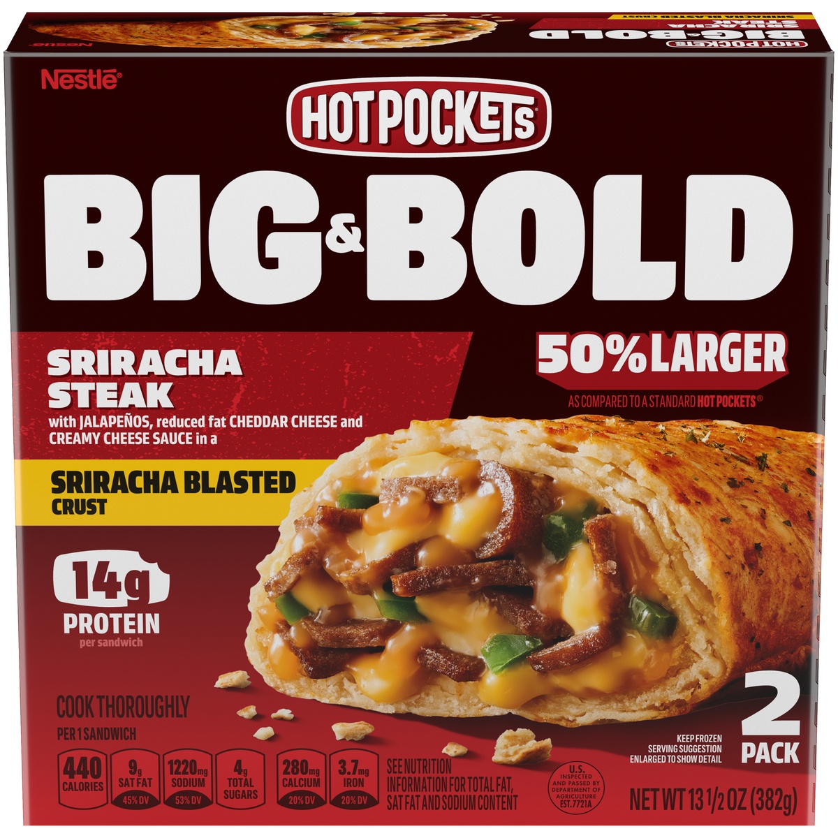 Hot Pockets Frozen Snack Big & Bold Sriracha Steak Sandwich 2 ct; 13.5 ...