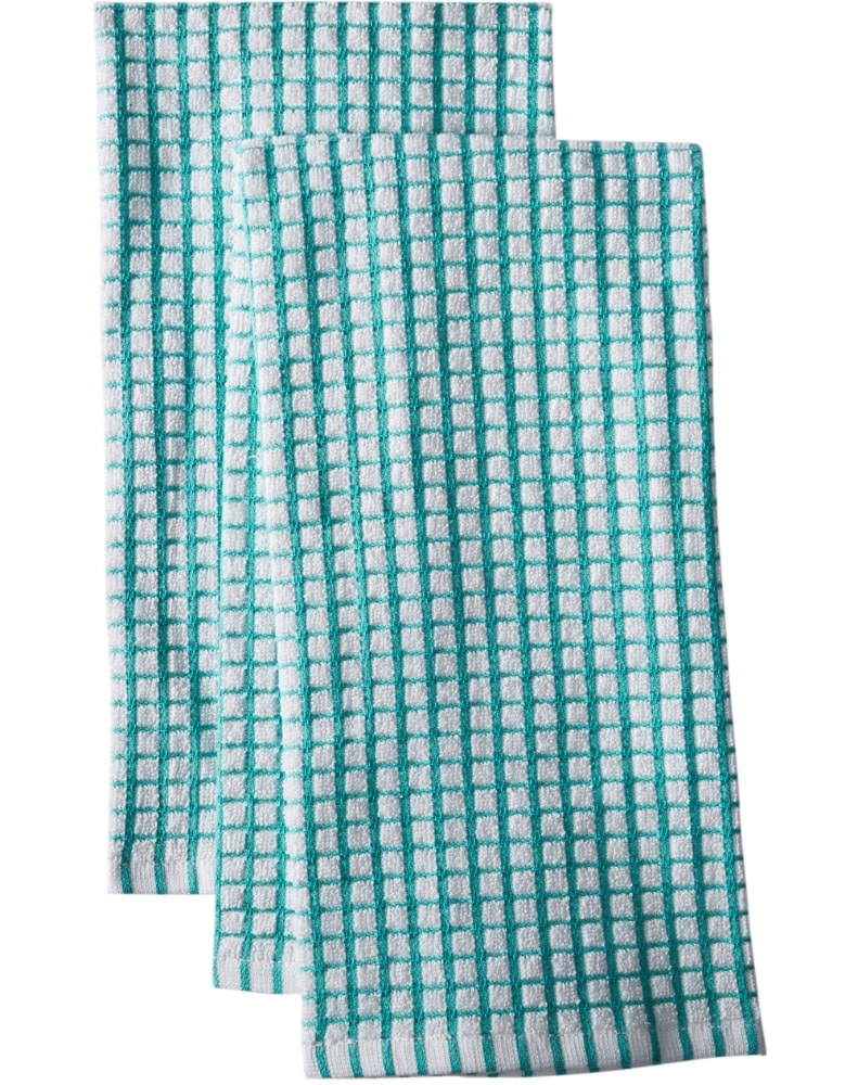 slide 1 of 1, Everyday Living Coordinate Woven Kitchen Towel Set - Teal/White, 2 ct