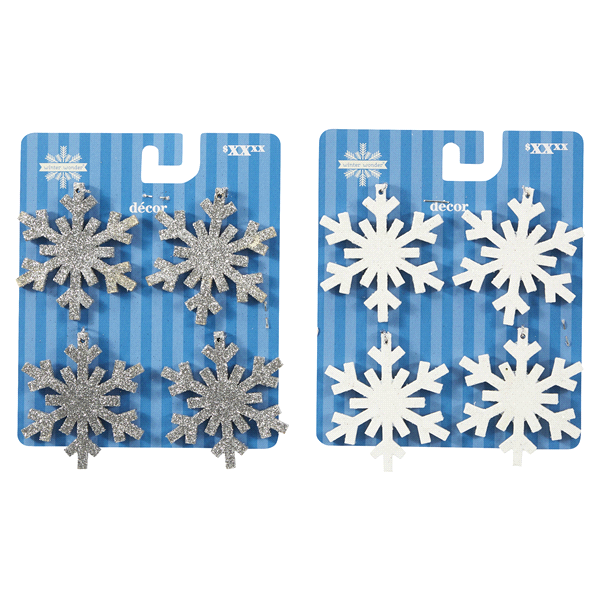 slide 1 of 1, December Home Mini Snowflake Ornaments, Silver Or White, 4 ct