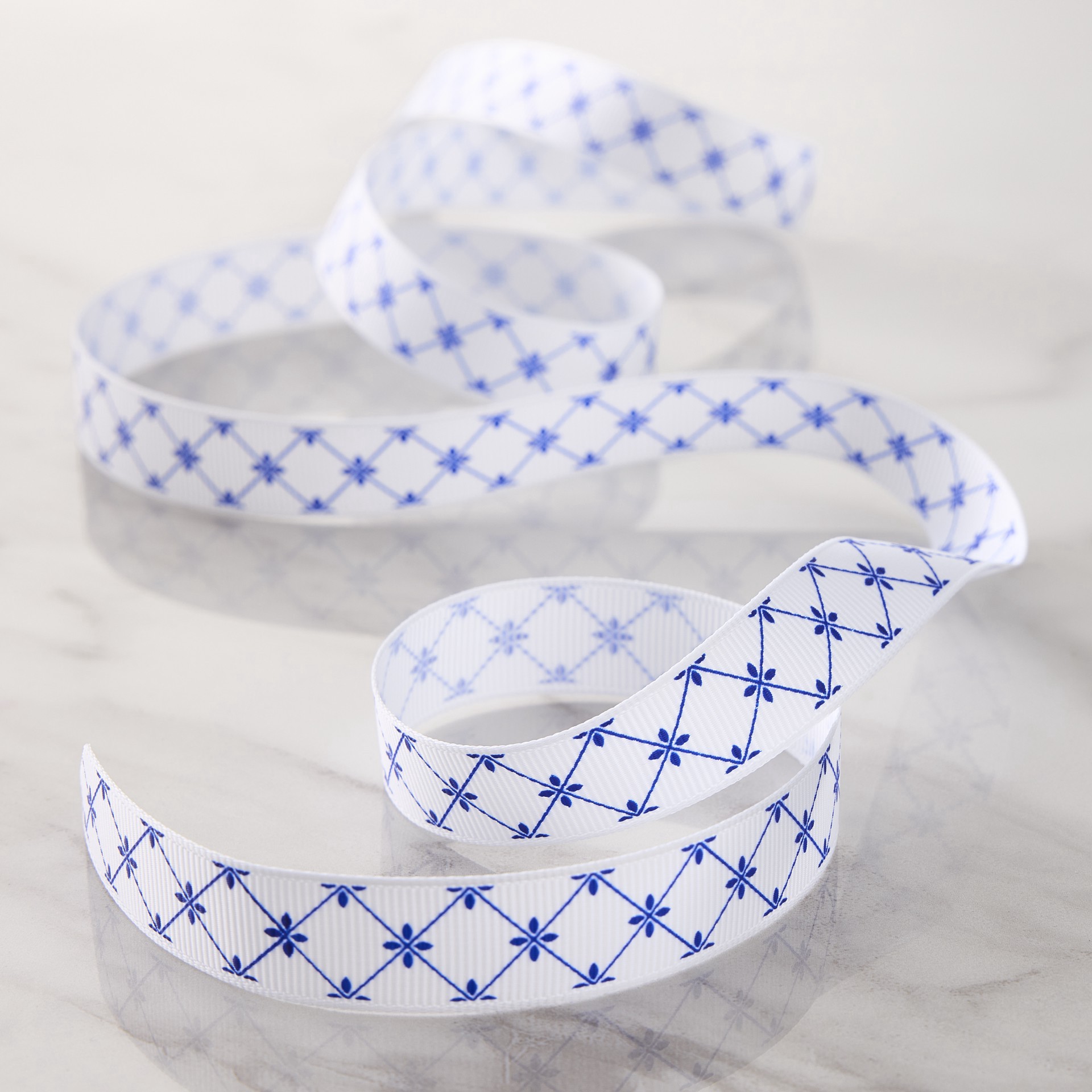 slide 2 of 2, 5/8" X 7yd. Blue Chinoiserie Grosgrain Ribbon By Celebrate It Classic, 5/8 in x 7 yd
