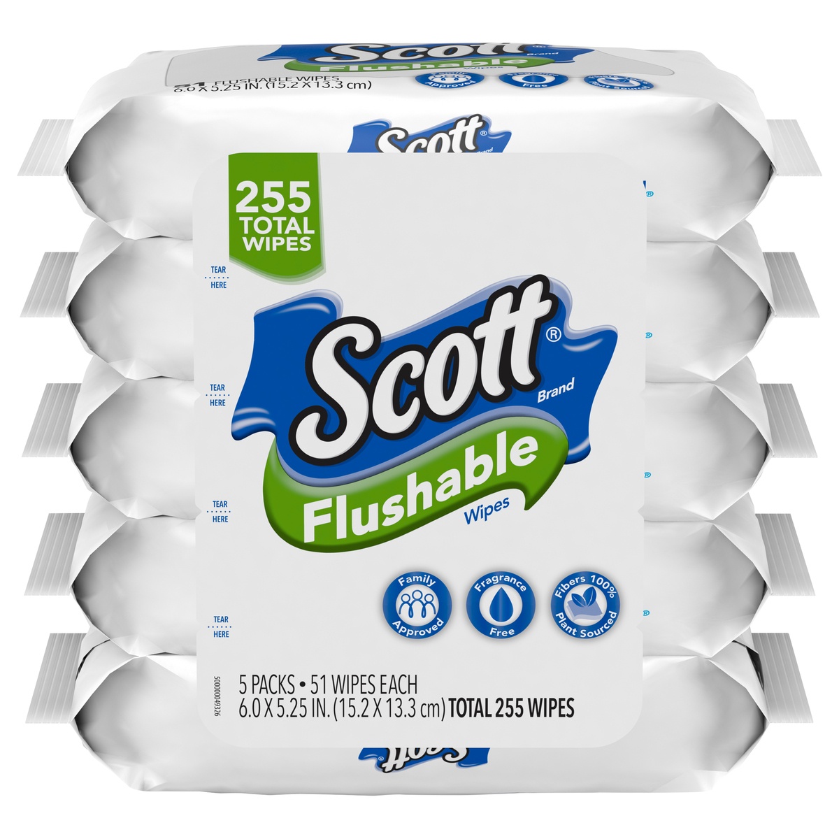 slide 1 of 1, Scott Naturals Flushable Cleansing Cloths, 255 ct