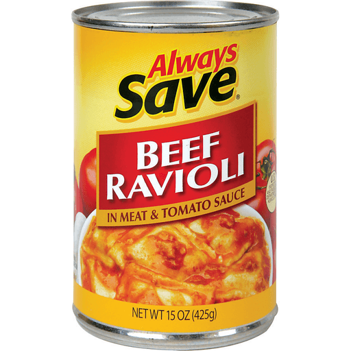 slide 1 of 1, Always Save Beef Ravioli, 15 oz