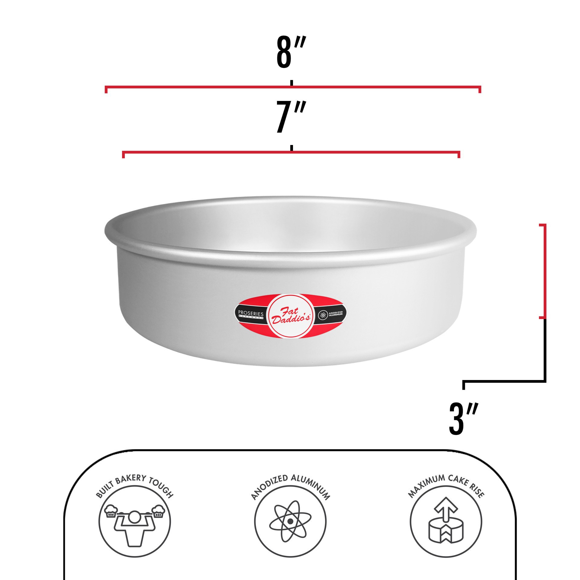 slide 2 of 6, Fat Daddio's Proseries 7" X 3" Anodized Aluminum Round Cheesecake Pan, 7 in x 3 in