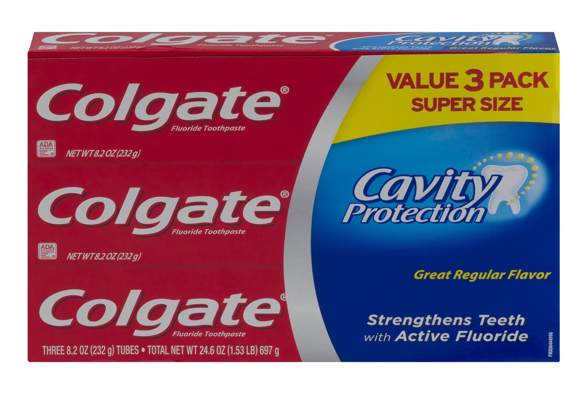 slide 1 of 1, Colgate Fluoride Toothpaste Cavity Protection, 3 ct