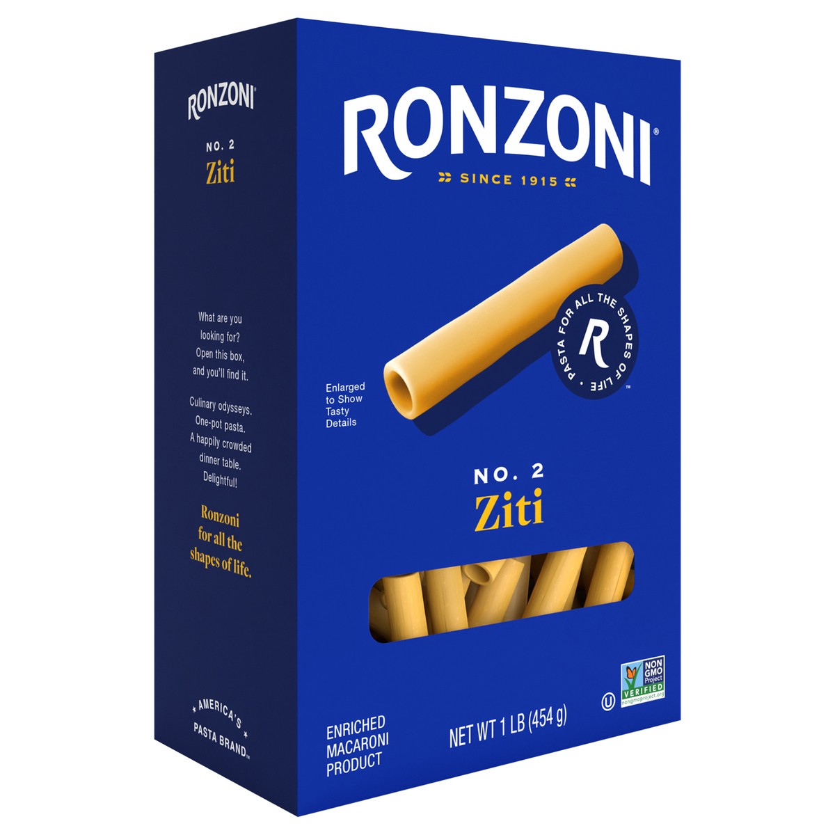 slide 9 of 9, Ronzoni Ziti, 16 oz, Non-GMO Pasta for Thick Sauces and Casseroles, 1 lb