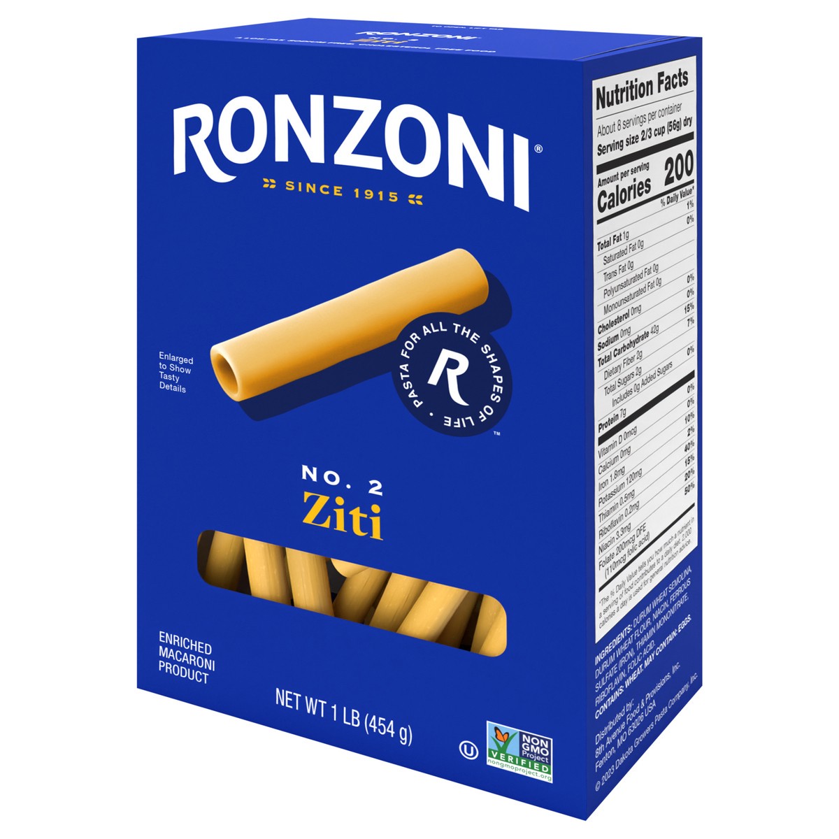 slide 4 of 9, Ronzoni Ziti, 16 oz, Non-GMO Pasta for Thick Sauces and Casseroles, 1 lb