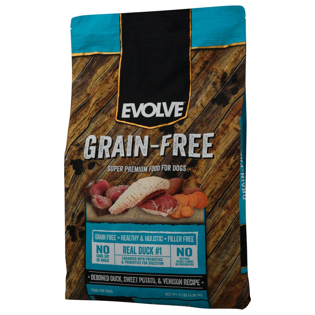 slide 9 of 9, Evolve Grain-Free Deboned Duck, Sweet Potato, & Venison Recipe Super Premium Food for Dogs 11 lb, 11 lb