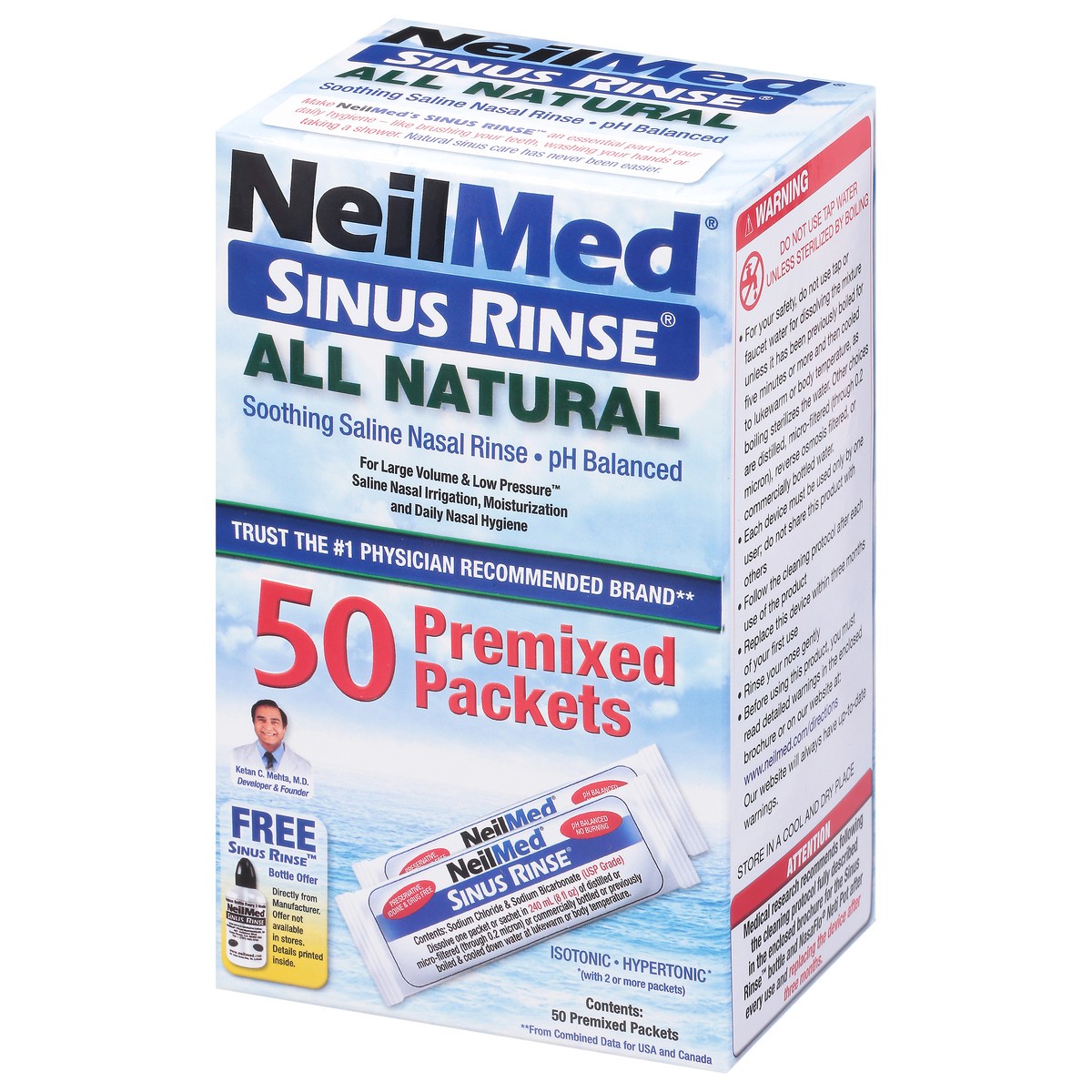 slide 6 of 9, NeilMed All Natural Premixed Packets Sinus Rinse 50 ea, 50 ct