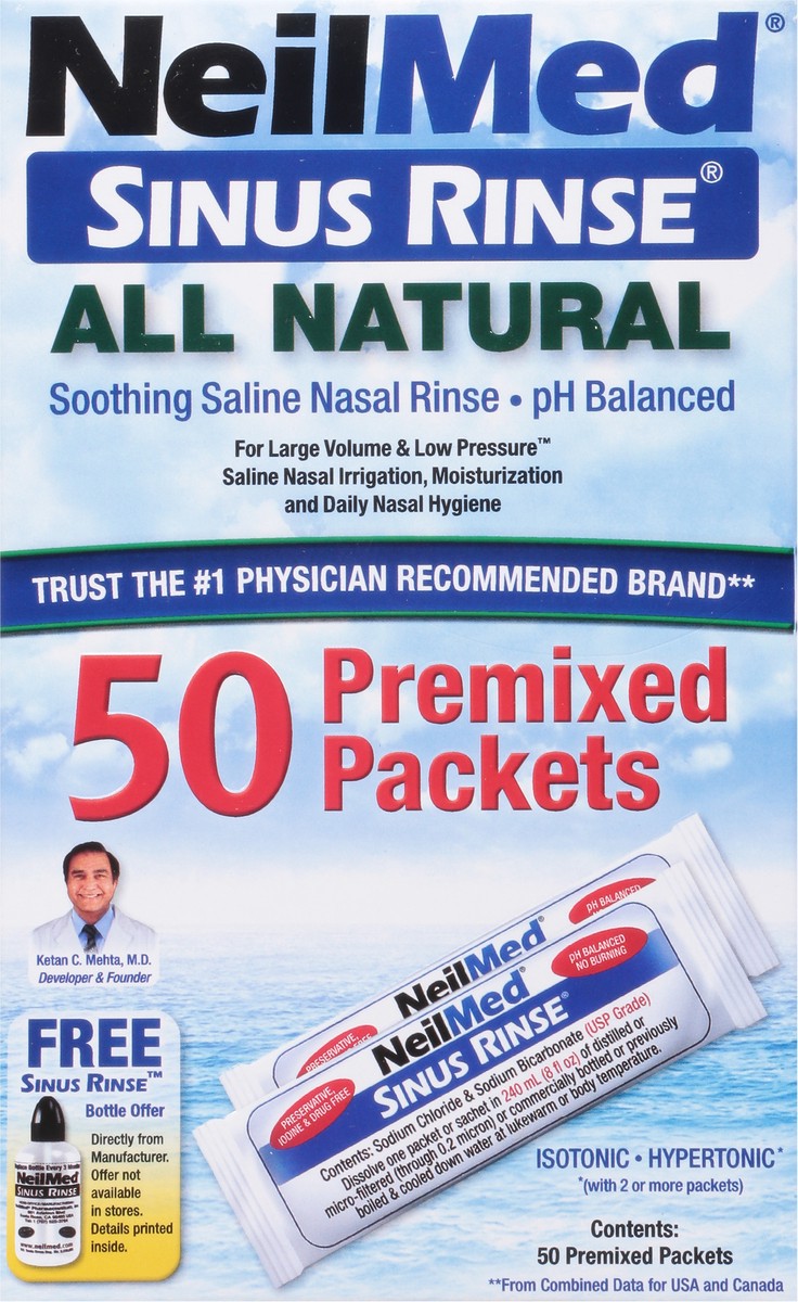 slide 2 of 9, NeilMed All Natural Premixed Packets Sinus Rinse 50 ea, 50 ct