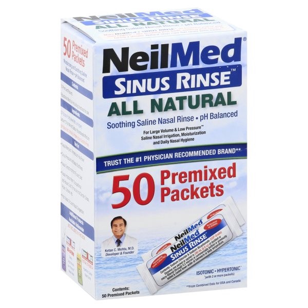 slide 1 of 9, NeilMed Sinus Rinse 50 Premixed Packets, 50 ct