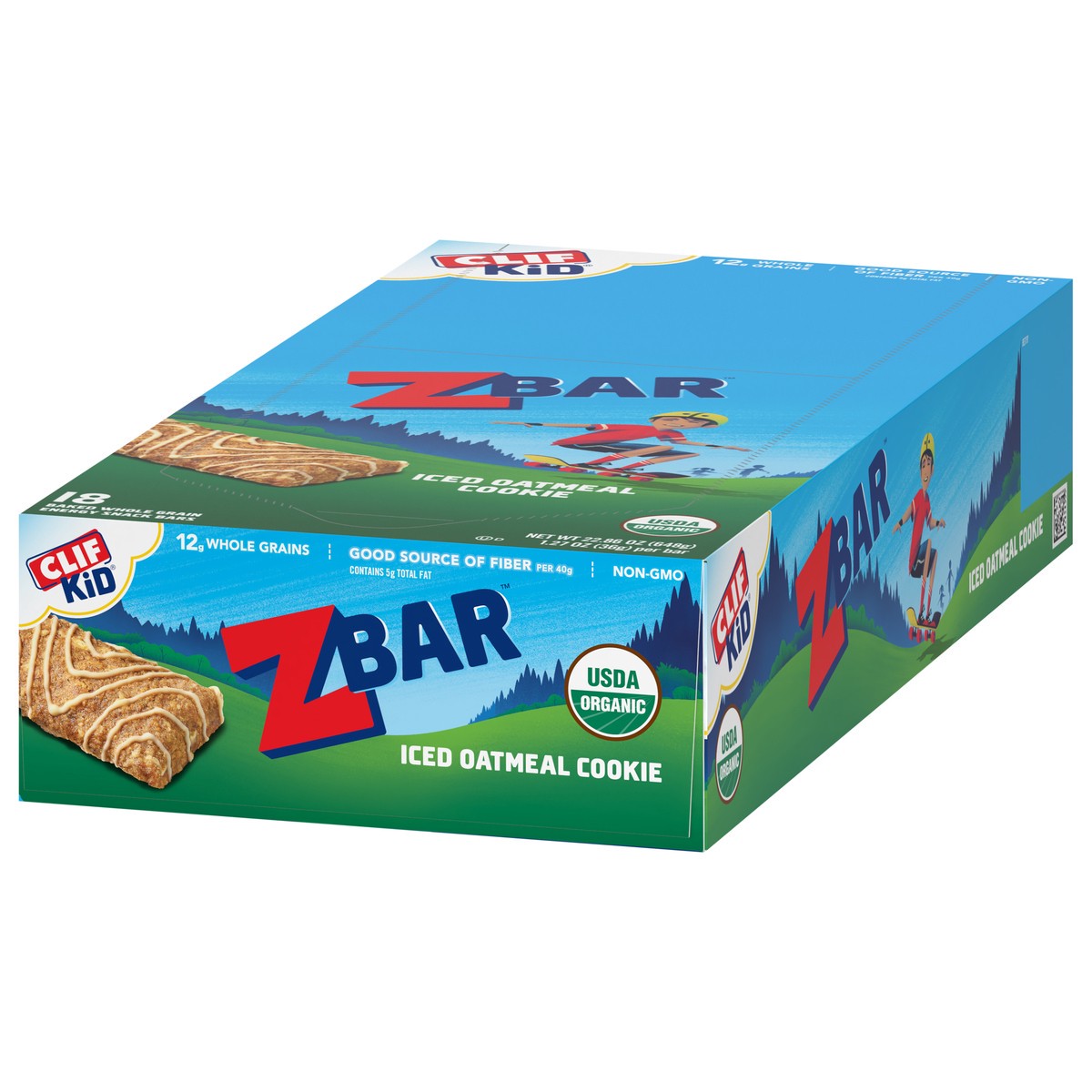 slide 2 of 12, CLIF Kid Zbar - Iced Oatmeal Cookie - Soft Baked Whole Grain Snack Bars - USDA Organic - Non-GMO - Plant-Based - 1.27 oz. (18 Count), 22.86 oz