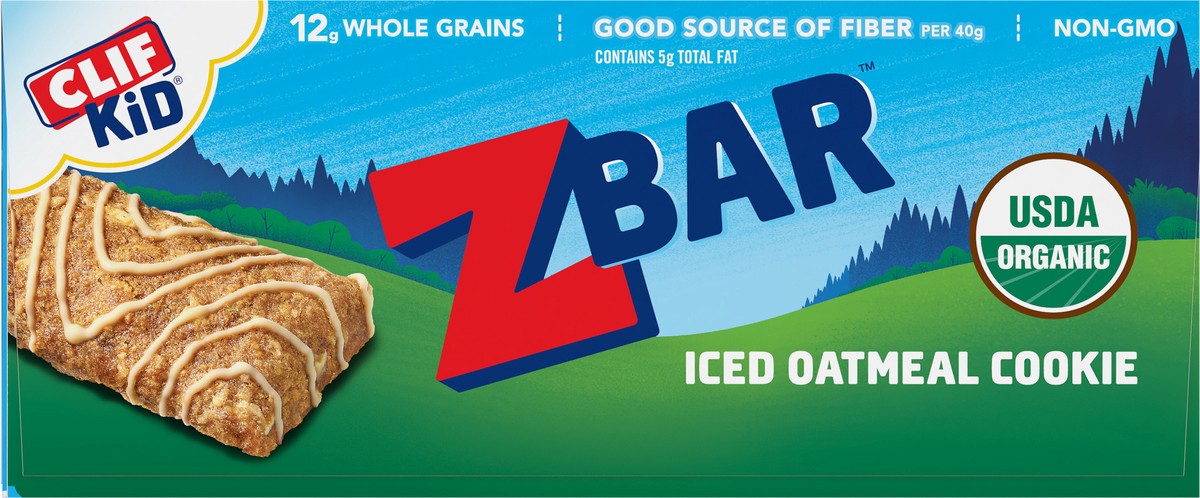 slide 12 of 12, CLIF Kid Zbar - Iced Oatmeal Cookie - Soft Baked Whole Grain Snack Bars - USDA Organic - Non-GMO - Plant-Based - 1.27 oz. (18 Count), 22.86 oz