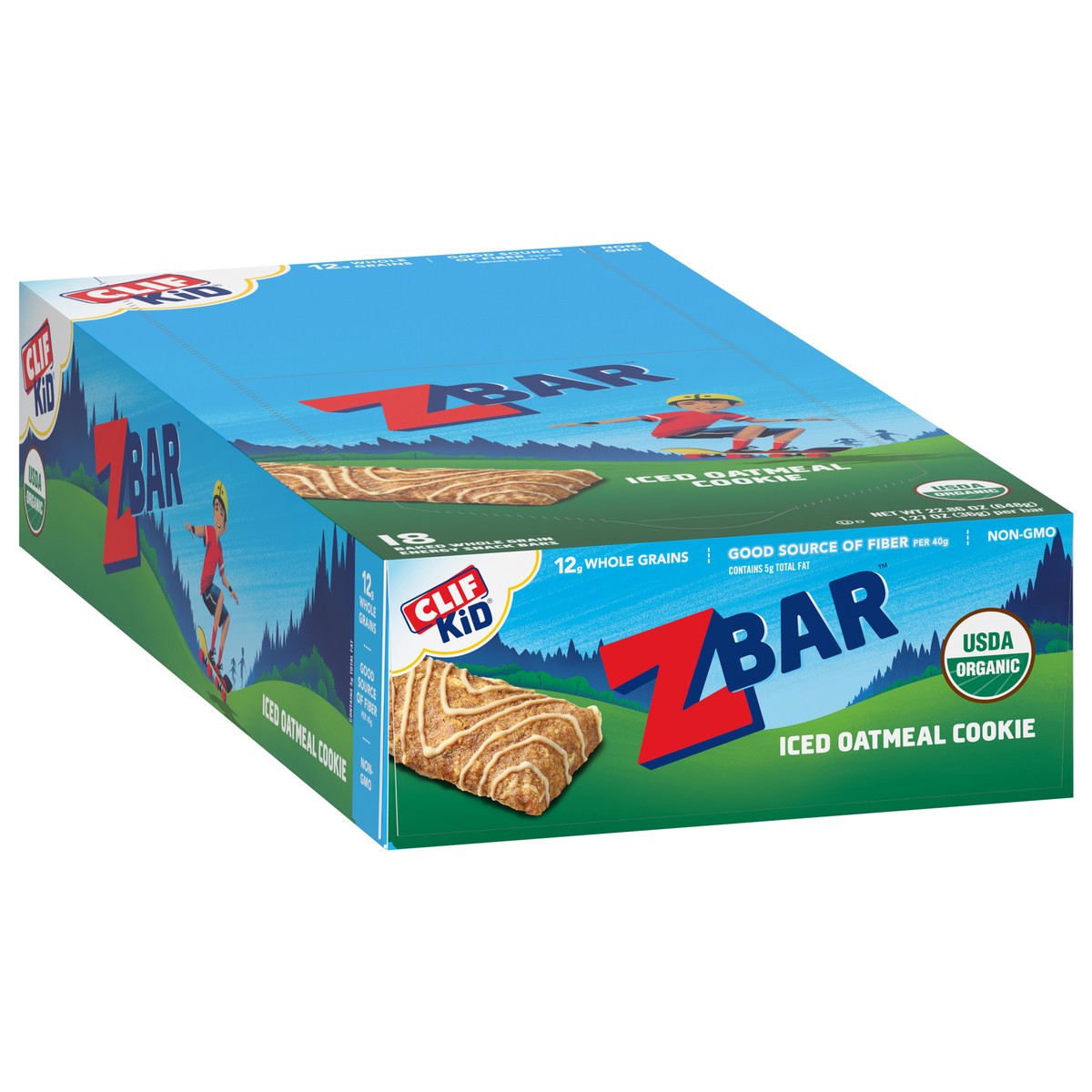 slide 8 of 12, CLIF Kid Zbar - Iced Oatmeal Cookie - Soft Baked Whole Grain Snack Bars - USDA Organic - Non-GMO - Plant-Based - 1.27 oz. (18 Count), 22.86 oz