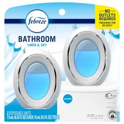Febreze Small Spaces Air Freshener Linen & Sky Scent, .25 fl. oz., Pack of 2